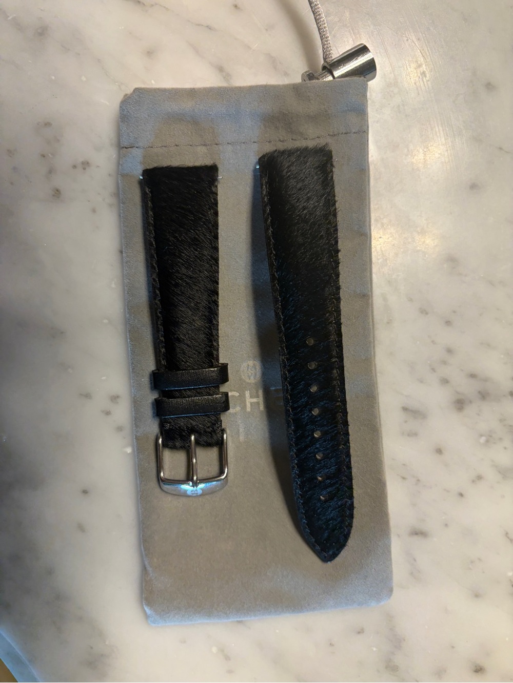 Michele Black Haircalf Leather Watch Strap